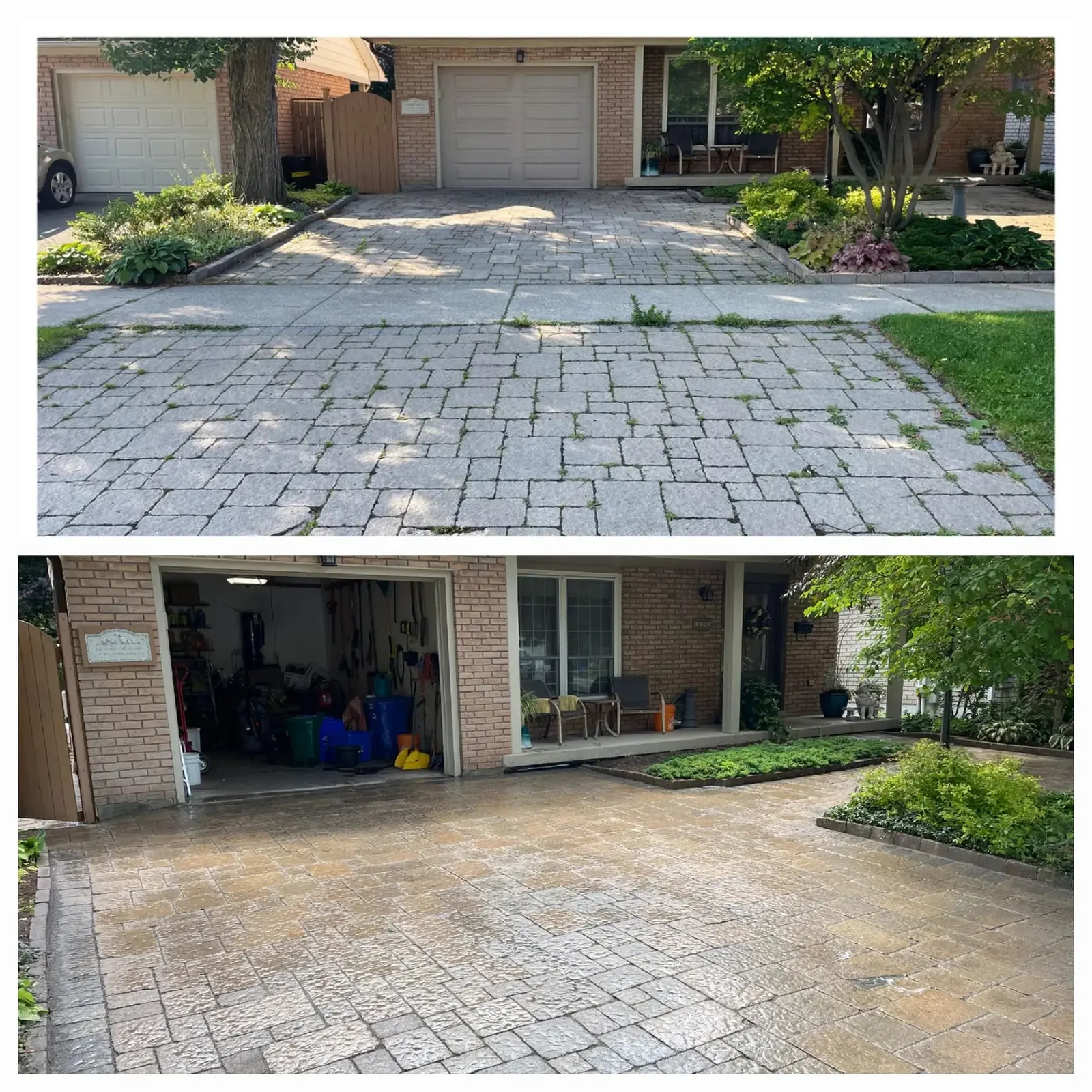 Interlock driveway before and after restoration